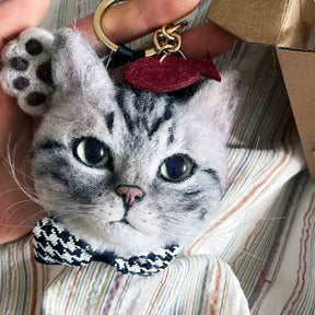 Handmade Plush Cuddle Clone Keychain - Personalized Pet Portrait Keyring | IntheMart.com